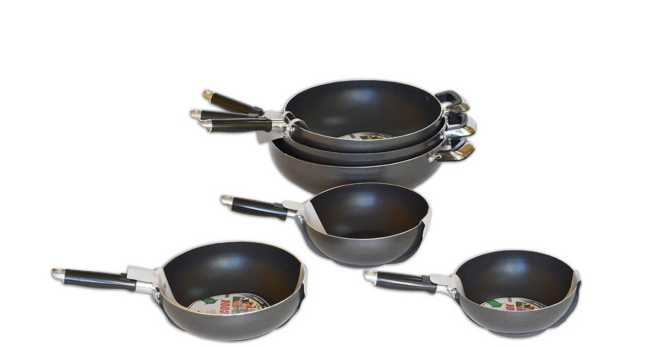 Formal Gray Healthy Nonstick Ceramic 10 Pcs Frying Pan, Wok, Saucepan, – Bi  Ace Cook